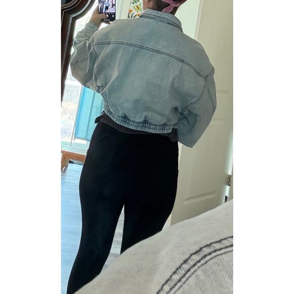 BDG Urban Outfitters Vintage Inspired Crop Bomber Baggy Jean Jacket - Picture 8 of 13